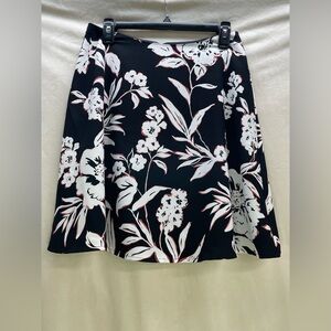 Black House White Market Floral Black and White with brickish color accent Skirt